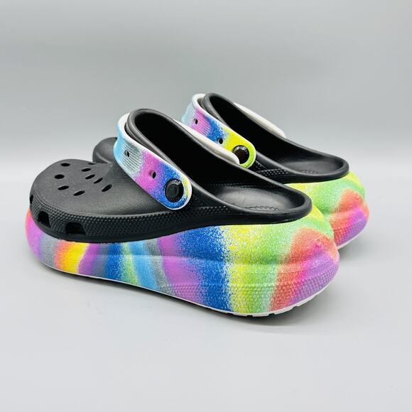 Crocs Shoes Womens 7 Platform Rainbow Tie Dye Classic Bae Clog Foam Slip On - Picture 6 of 12